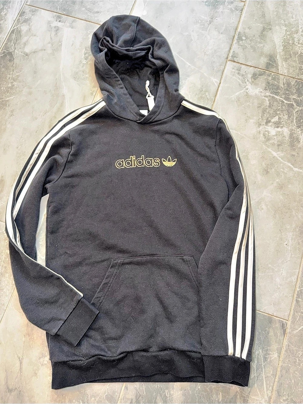 adidas Originals Trefoil Outline Hoodie boys's Black & White XL
